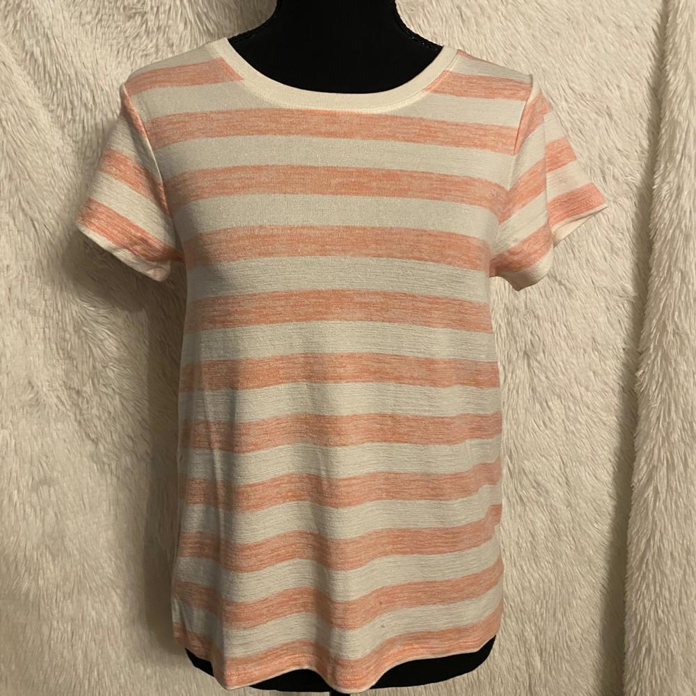 NWT Market & Spruce Women's Size XS Striped Top Peach & Cream